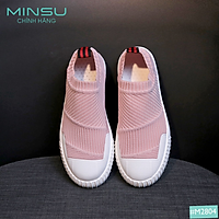 Giày Lười Nữ Kiểu Dáng Thể Thao Cổ Chun MINSU M2804, SlipOn Bata Hàn Quốc Cổ Chun Dành Cho Các Bạn Nữ Thích Tối Giản