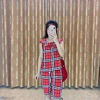 Bộ kẻ lụa giấy- bộ mặc nhà nữ-đồ bộ kẻ nữ