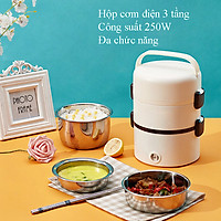 Hộp cơm cắm điện 3 tầng cao cấp giữ nhiệt, hâm nóng, nấu chín thức ăn nhanh chóng, an toàn