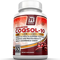 BRI Nutrition COQ10 100mg Ubiquinone Heart Health - 2.6X Higher Total Coenzyme Q10 COQSOL Absorption Than Normal COQ10 100mg Maximum Strength Supplement - 60 Day Supply 60 Softgels