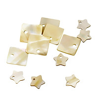 12x Flat Shell Charms Beads Square + Pentagram fit Jewelry Pendant Bracelet