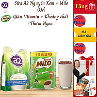 Combo Sữa Milo Nestle 1kg và Sữa Tươi Dạng Bột Nguyên Kem A2 Full Cream 1kg, Hàng Nội Địa Úc 1Kg, Giúp Bé Tăng Cân Nặng và Phát Triển Chiều Cao, Khỏe Mạnh, Tăng Cường Hệ Miễn Dịch và Sức Đề Kháng, Thông Minh, Linh Hoạt Vuột Trội