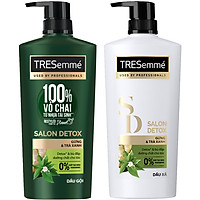 Combo Dầu Gội (640g) Và Dầu Xả (620g) Tresemmé Salon Detox Gừng Và Trà Xanh Detox Tóc Chắc Khỏe