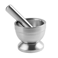 Durable Stainless Steel Mortar & Pestle Set Garlic Medicine Grinder Bowl