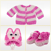 Set áo len kèm bao tay + nón Gấu cho bé sơ sinh_bobo