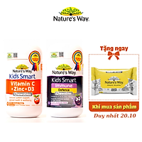 Combo 2 Viên Nhai Cho Bé Nature's Way Kids Smart Vitamin C+ZinC+D3 Và Immune Defence Bổ Sung Vitamin, Tăng Cường Miễn Dịch