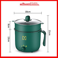 Nồi Điện Đa Năng 1.8 Lít - Nồi Điện Mini 2 Tầng Tặng Kèm Khay Hấp Cao Cấp - Hàng Chính Hãng miDoctor