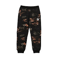Li Ning official flagship store children's clothing children's pants boys trousers men's big children's basketball series sports and leisure fashion closed mouth pants YKLN161-1 black background color leaves camouflage 175