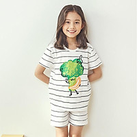 Bộ đồ ngắn tay mặc nhà cotton mịn cho bé gái U3035 - Unifriend Hàn Quốc, Cotton Organic