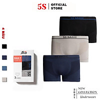 Combo 3 Quần Sịp Nam Boxer 5S (4 màu), Thiết Kế Cạp Dệt Không Đường May, Mềm Mát, Kháng Khuẩn (X3-SIP21010BOX)