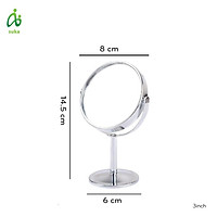 Gương để bàn trang điểm, gương soi hai mặt inox xoay 360 độ nhiều kích cỡ