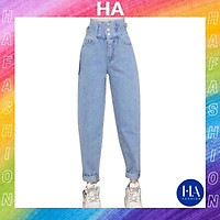 Quần Baggy Jean Nữ Lưng Cao H&A Fashion 3 Nút Lưng Kiểu TBQBG19