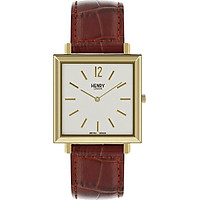 Đồng Hồ Nam Dây Da Bò Henry London HL34-QS-0268 Heritage Square (34mm) - Nâu + Dịch Vụ Khắc Tên