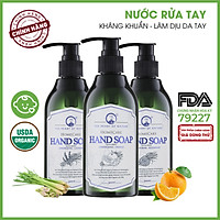 COMBO 3 chai Nước Rửa Tay Tinh Dầu Thảo Mộc Hữu Cơ Organic PK 300ml/CHAI - Tiêu diệt 99.9% vi khuẩn gây bệnh - Hương thơm tinh dầu nhẹ nhàng - Mềm mại cho da tay mẹ, an toàn cho bé.