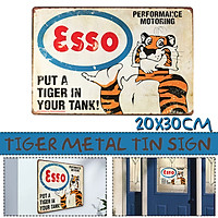 Esso Petrol Tiger Motor Oil Old Vintage Tin Metal Sign Advert Retro Garage Pub 