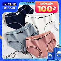 Bộ 5 Quần Lót Nữ Cotton tăm tre đính nơ gân 2 mặt siêu thấm hút mồ hôi thương hiệu BAW QLN20