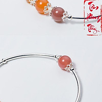 Vòng Tay Bạc 925 Mix Charm Đá Th.ạch Anh Vàng Cam