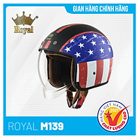Nón bảo hiểm 3/4 Royal M139 Tem Kính Âm Thời Trang, An Toàn và Tiện dụng