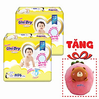 Combo 2 Tã Dán UniDry Super Gói Đại M76 (76 Miếng) - Tặng 1 Thú Bông Dâu Tây Mặt Gấu