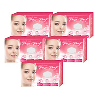 Lốc 5 hộp Bông Tẩy Trang Pop-puf 6x8cm (50 miếng x 5)