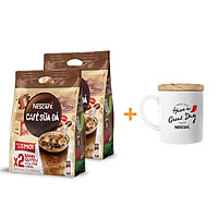 Combo 2 Bịch Cà Phê Hòa Tan Nescafé Cà Phê Sữa Đá (Bịch 25 gói x 24 g) - Tặng 1 Ly Sứ Nắp Gỗ