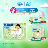 Miếng lót sơ sinh Molfix Thiên nhiên Super Jumbo Newborn 1 (dưới 1 tháng tuổi) - Gói 90+10 miếng
