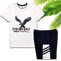 BỘ THUN BÉ TRAI CATRIO IN DISCOVERY MÀU TRẮNG LÀ BỘ ĐỒ TRẺ EM TỪ 5 TUỔI ĐẾN 18 TUỔI (20KG ĐẾN 68KG) THUỘC BST QUẦN ÁO THỜI TRANG TRẺ EM CATRIO DU LỊCH MÙA HÈ 2021
