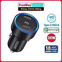 Củ Sạc Điện Thoại Ô Tô 36W CHOETECH C0054 PD 18W - Hàng Chính Hãng