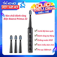 Bàn Chải Điện BOORUI Primus Z2 (TB-018) 3 Chế Độ , Bàn Chải Đánh Răng Tặng Kèm 3 Đầu Bản Chải - Hàng Chính Hãng , Chống Nước IPX7 , Sạc nhanh USB