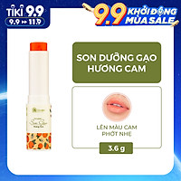 Son Dưỡng Môi Gạo Hương Cam Có Màu Phớt Cam Nhẹ Dưỡng Môi Hết Khô Nẻ An Toàn Từ Thiên Nhiên Cỏ Mềm 3.8g
