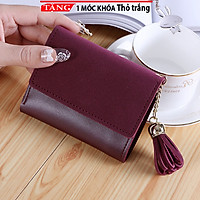 Ví cầm tay Nữ mini kiểu vuông nhung nhám AA002 Tặng móc khóa thỏ trắng