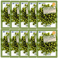 Bộ 10 Gói Mặt Nạ Nuôi Dưỡng Da 3D Foodaholic Green Gram Natural Essence Mask 23ml x10