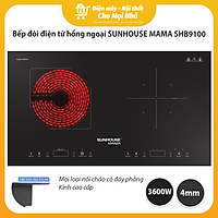 Bếp Đôi Điện Từ Kết Hợp Hồng Ngoại Cảm Ứng Đặt Âm SUNHOUSE MAMA SHB9100 - Chính Hãng