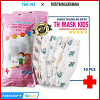 Combo khẩu trang KF94 trẻ em từ 1-8 tuổi kháng khuẩn thiết kế 4D cao cấp màu trắng nhiều họa tiết hoạt hình