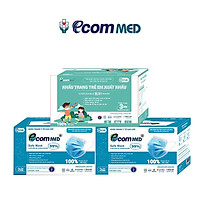Combo 3 Hộp Khẩu Trang Y tế EcomMed dành cho Gia Đình (2 Hộp 3 Lớp, 1 Hộp Trẻ Em, 50 Cái/Hộp)