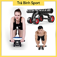 Con lăn tập bụng tại nhà Yoga Gym 4 bánh tay cầm inox bọc mút êm