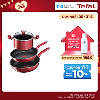 Bộ 3 Chảo chiên, Nồi, Chảo chiên sâu lòng Tefal So Chef 21 - 22 - 24cm - Dùng mọi loại bếp - Chấm đỏ báo nhiệt thông minh - Hàng chính hãng - Hàng chính hãng