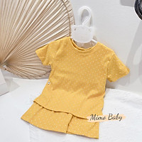 Bộ quần áo cộc tay họa tiết đáng yêu, bộ đồ mùa hè cotton co giãn dành cho bé QA19