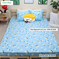 Bộ ga gối poly cotton loại đẹp mẫu TIM SẮC MÀU, drap giường bo chun bọc nệm (1 ga + 2 vỏ áo gối) giá rẻ