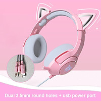 Mới K9 Hồng Chơi Game Có Dây Tai Nghe Tai Mèo Tai Nghe Có Micro Hifi 7.1 Âm Thanh Có Thể Tháo Rời Tai Nghe Tai Mèo Có Dây Chơi Game Cho máy Tính