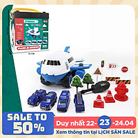 Bộ đồ chơi máy bay kèm 4 xe cảnh sát KAVY có tua vít, biển báo rèn luyện kĩ năng thực hàng sáng tạo cho bé, nhựa nguyên sinh an toàn