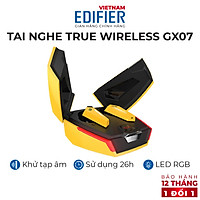Tai nghe True Wireless Gaming EDIFIER GX07 - 26 giờ phát nhạc Khử tiếng ồn ANC - Driver 8mm, Game Mode - Hàng chính hãng