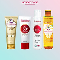 Combo giúp da sạch sâu, bảo vệ da Sắc Ngọc Khang: Nước tẩy trang 145ml+Sữa rửa mặt 100g+Nước hoa hồng 145ml+Kem chống nắng 50g