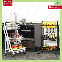Kệ Để Đồ Biến Hình 3 Tầng Xoay Ngang VANDO Kệ Đa Năng Nhà Bếp Xe Đẩy Giỏ Tháo Rời Thông Minh