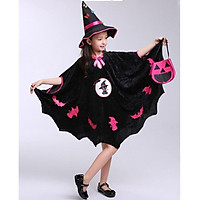 Áo choàng phù thủy mèo đen Black cat hóa trang Halloween cho bé từ 3 -6 tuổi