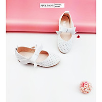 Giày búp bê Pink Navy gắn nơ bé gái siêu êm nhẹ từ 3-12 tuổi màu trắng