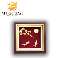 Tranh cá chép hoa mai dát vàng 24k (30x30cm) MT Gold Art- Hàng chính hãng, trang trí nhà cửa, quà tặng dành cho sếp, đối tác, khách hàng, sự kiện.