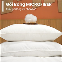 Gối khách sạn 5 sao - Gối bông Microfiber siêu mềm - Gối lông vũ nhân tạo cao cấp - Kích thước 60 x 80 cm - Gối chống mỏi cổ mỏi vai gáy