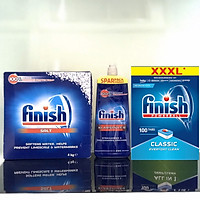 Combo Viên rửa bát Finish Classic 100 viên + Muối Finish 4.0kg + Nước làm bóng Finish 1150ml