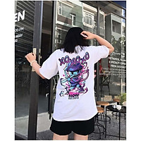 Áo Khoác Hoodie in Hình Hoạt Họa Nam Nữ Form Rộng - Thỏ Bơi